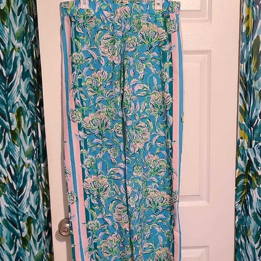 Lilly Pulitzer Blue and Green Floral Pants